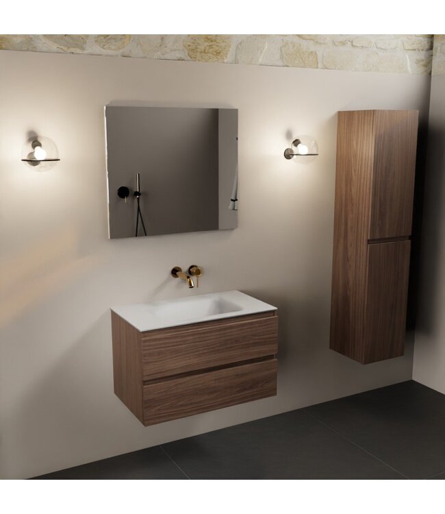 MONDIAZ Mondiaz Badkamermeubel AIVY Mocha 80cm met Wastafel Mat Wit kraangat 0