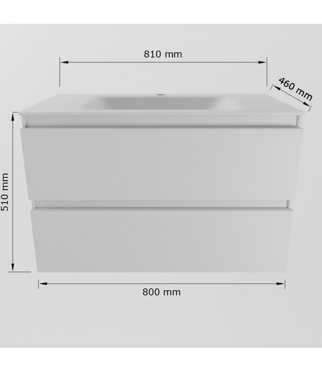 Mondiaz Badkamermeubel AIVY Mocha 80cm met Wastafel Mat Zwart kraangat 0