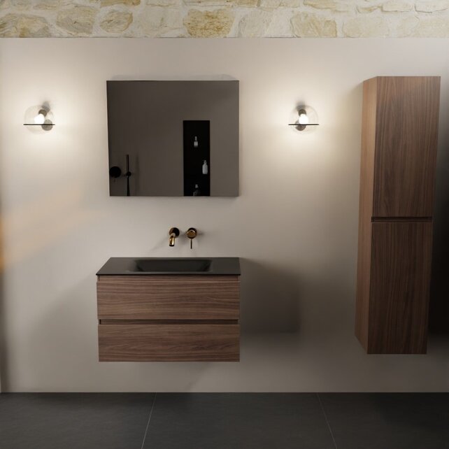 Mondiaz Badkamermeubel AIVY Mocha 80cm met Wastafel Mat Zwart kraangat 0 Mondiaz Badkamermeubel AIVY Mocha 80cm met Wastafel Mat Zwart kraangat 0