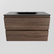 Mondiaz Badkamermeubel AIVY Mocha 80cm met Wastafel Mat Zwart met kraangat