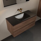Mondiaz Badkamermeubel AIVY Mocha 100cm met Wastafel Mat Zwart kraangat 0 Mondiaz Badkamermeubel AIVY Mocha 100cm met Wastafel Mat Zwart kraangat 0