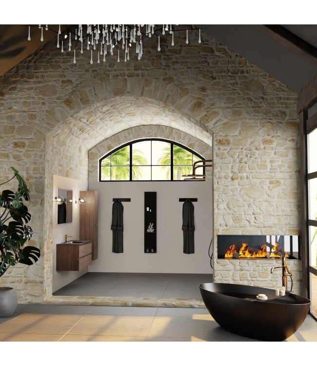 Mondiaz Badkamermeubel AIVY Mocha 100cm met Wastafel Mat Zwart met kraangat