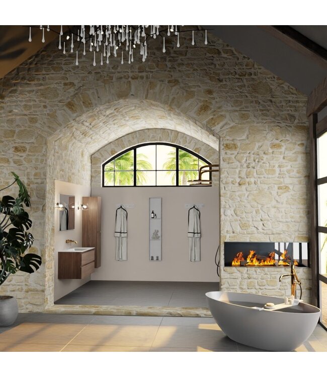 Mondiaz Badkamermeubel AIVY Mocha 100cm met Wastafel Mat Wit kraangat 0