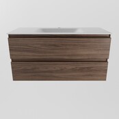 Mondiaz Badkamermeubel AIVY Mocha 100cm met Wastafel Mat Wit met kraangat