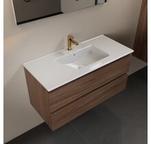 Mondiaz Badkamermeubel AIVY Mocha 100cm met Wastafel Wit met kraangat