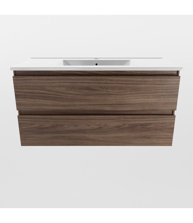 Mondiaz Badkamermeubel AIVY Mocha 100cm met Wastafel Wit met kraangat