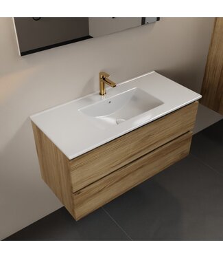 MONDIAZ Mondiaz Badkamermeubel AIVY Chai 100cm met Wastafel Wit met kraangat