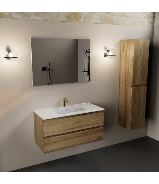 Mondiaz Badkamermeubel AIVY Chai 100cm met Wastafel Wit met kraangat