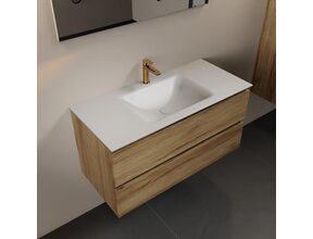 Mondiaz Badkamermeubel AIVY Chai 100cm met Wastafel Mat Wit met kraangat