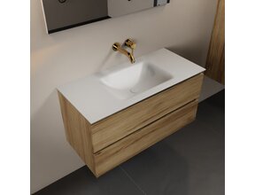 Mondiaz Badkamermeubel AIVY Chai 100cm met Wastafel Mat Wit kraangat 0