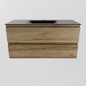 Mondiaz Badkamermeubel AIVY Chai 100cm met Wastafel Mat Zwart met kraangat