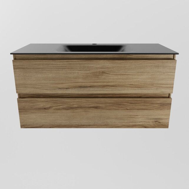 Mondiaz Badkamermeubel AIVY Chai 100cm met Wastafel Mat Zwart met kraangat