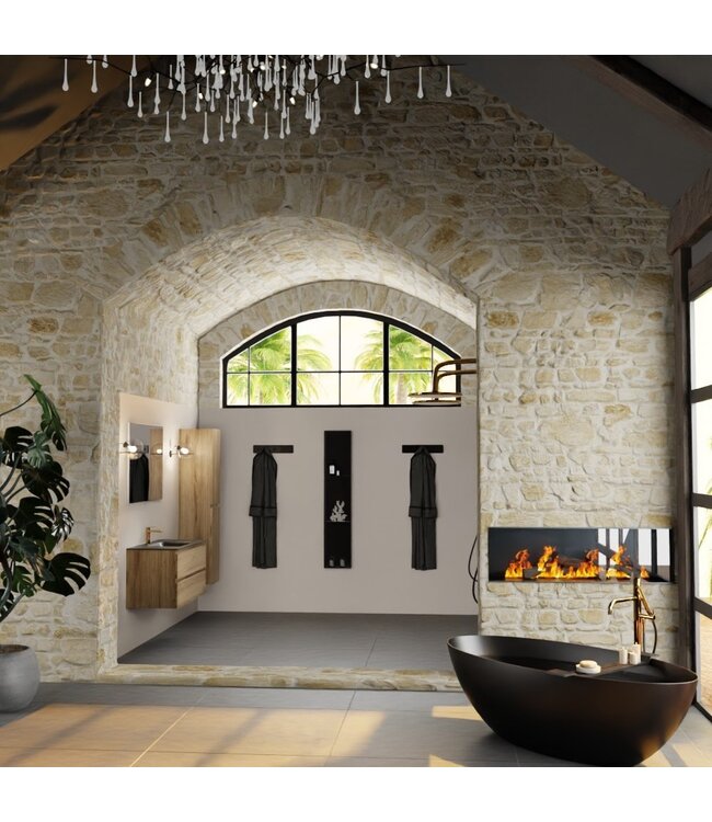 Mondiaz Badkamermeubel AIVY Chai 100cm met Wastafel Mat Zwart met kraangat