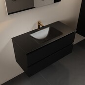 Mondiaz Badkamermeubel AIVY Urban Mat Zwart 100cm met Wastafel Mat Zwart met kraangat Mondiaz Badkamermeubel AIVY Urban Mat Zwart 100cm met Wastafel Mat Zwart met kraangat