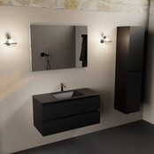 Mondiaz Badkamermeubel AIVY Urban Mat Zwart 100cm met Wastafel Mat Zwart met kraangat Mondiaz Badkamermeubel AIVY Urban Mat Zwart 100cm met Wastafel Mat Zwart met kraangat