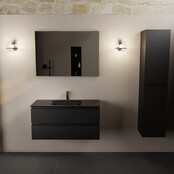 Mondiaz Badkamermeubel AIVY Urban Mat Zwart 100cm met Wastafel Mat Zwart met kraangat Mondiaz Badkamermeubel AIVY Urban Mat Zwart 100cm met Wastafel Mat Zwart met kraangat