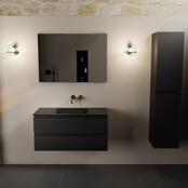 Mondiaz Badkamermeubel AIVY Urban Mat Zwart 100cm met Wastafel Mat Zwart kraangat 0