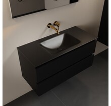 Mondiaz Badkamermeubel AIVY Urban Mat Zwart 100cm met Wastafel Mat Zwart kraangat 0