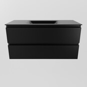 Mondiaz Badkamermeubel AIVY Urban Mat Zwart 100cm met Wastafel Mat Zwart kraangat 0