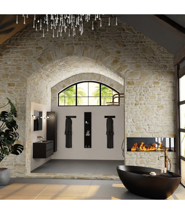 Mondiaz Badkamermeubel AIVY Urban Mat Zwart 100cm met Wastafel Mat Zwart kraangat 0