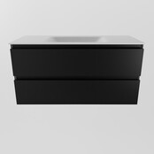 Mondiaz Badkamermeubel AIVY Urban Mat Zwart 100cm met Wastafel Mat Wit kraangat 0