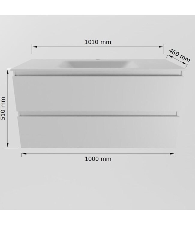 Mondiaz Badkamermeubel AIVY Urban Mat Zwart 100cm met Wastafel Wit met kraangat