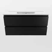 Mondiaz Badkamermeubel AIVY Urban Mat Zwart 100cm met Wastafel Wit met kraangat