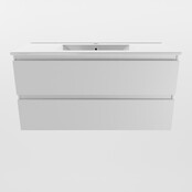 Mondiaz Badkamermeubel AIVY Talc Mat Wit 100cm met Wastafel Wit met kraangat