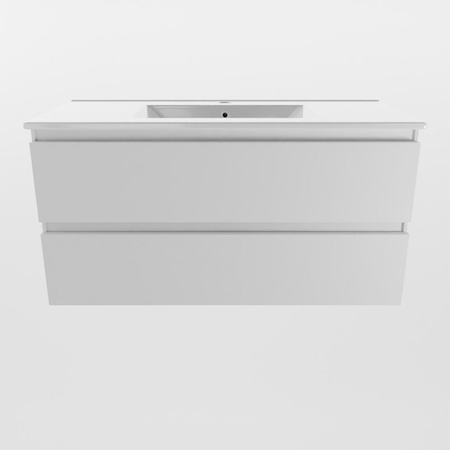 Mondiaz Badkamermeubel AIVY Talc Mat Wit 100cm met Wastafel Wit met kraangat