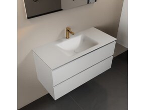 Mondiaz Badkamermeubel AIVY Talc Mat Wit 100cm met Wastafel Mat Wit met kraangat