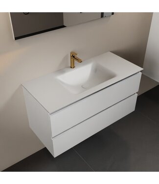 MONDIAZ Mondiaz Badkamermeubel AIVY Talc Mat Wit 100cm met Wastafel Mat Wit met kraangat