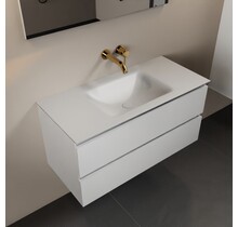 Mondiaz Badkamermeubel AIVY Talc Mat Wit 100cm met Wastafel Mat Wit kraangat 0