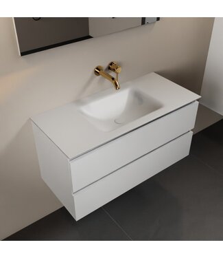 MONDIAZ Mondiaz Badkamermeubel AIVY Talc Mat Wit 100cm met Wastafel Mat Wit kraangat 0