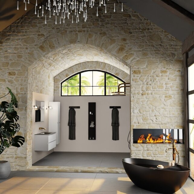 Mondiaz Badkamermeubel AIVY Talc Mat Wit 100cm met Wastafel Mat Zwart kraangat 0