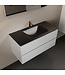 Mondiaz Badkamermeubel AIVY Talc Mat Wit 100cm met Wastafel Mat Zwart met kraangat