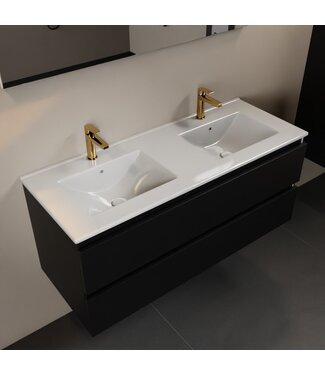MONDIAZ Mondiaz Badkamermeubel 120cm met wastafel Dubbel AIVY Urban Zwart / Wit kraangat 2