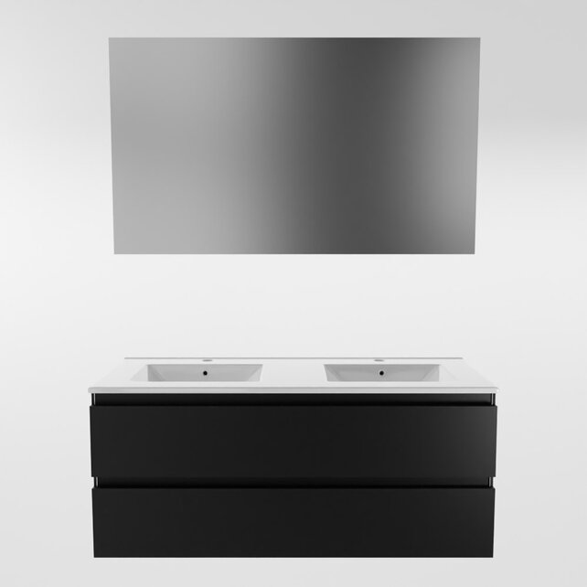 Mondiaz Badkamermeubel 120cm met wastafel Dubbel AIVY Urban Zwart / Wit kraangat 2