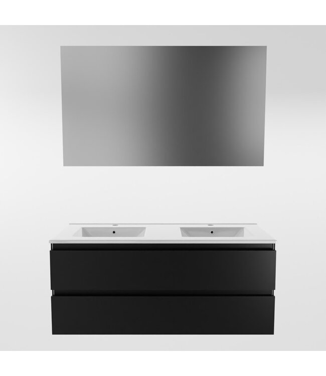 Mondiaz Badkamermeubel 120cm met wastafel Dubbel AIVY Urban Zwart / Wit kraangat 2