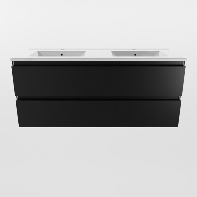 Mondiaz Badkamermeubel 120cm met wastafel Dubbel AIVY Urban Zwart / Wit kraangat 2