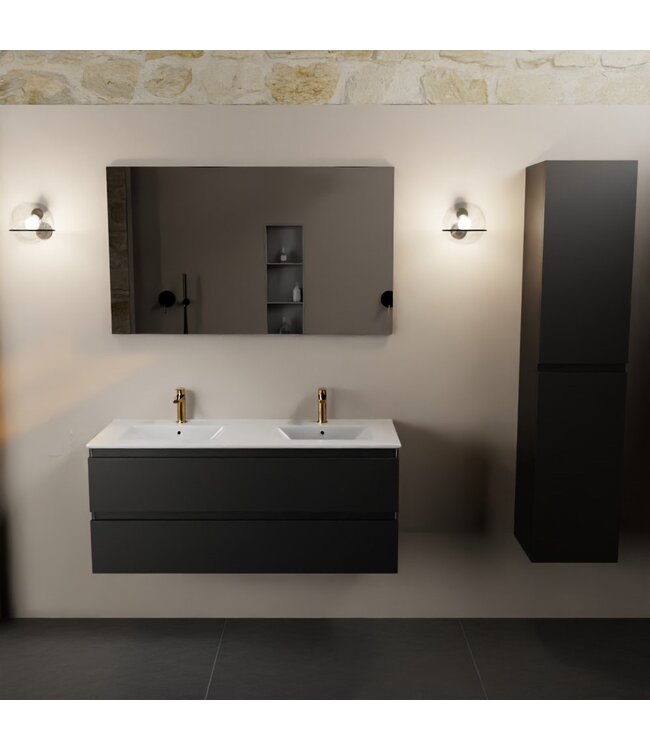 Mondiaz Badkamermeubel 120cm met wastafel Dubbel AIVY Urban Zwart / Wit kraangat 2