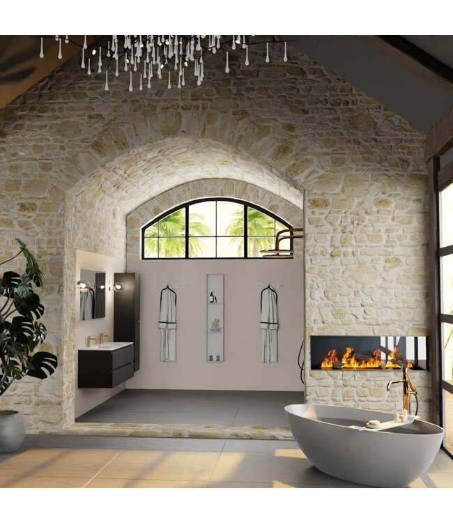 MONDIAZ Mondiaz Badkamermeubel 120cm met wastafel Dubbel AIVY Urban Zwart / Wit kraangat 2