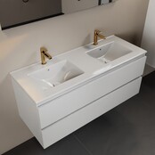 Mondiaz Badkamermeubel 120cm met wastafel Dubbel AIVY Talc Mat Wit / Wit kraangat 2 Mondiaz Badkamermeubel 120cm met wastafel Dubbel AIVY Talc Mat Wit / Wit kraangat 2