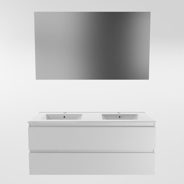 Mondiaz Badkamermeubel 120cm met wastafel Dubbel AIVY Talc Mat Wit / Wit kraangat 2 Mondiaz Badkamermeubel 120cm met wastafel Dubbel AIVY Talc Mat Wit / Wit kraangat 2