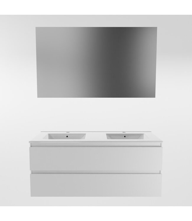 Mondiaz Badkamermeubel 120cm met wastafel Dubbel AIVY Talc Mat Wit / Wit kraangat 2