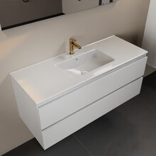 Mondiaz Badkamermeubel 120cm met wastafel Midden AIVY Talc Mat Wit / Wit kraangat 1
