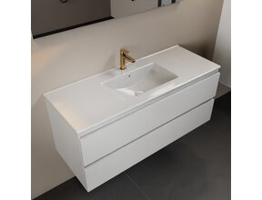 Mondiaz Badkamermeubel 120cm met wastafel Midden AIVY Talc Mat Wit / Wit kraangat 1