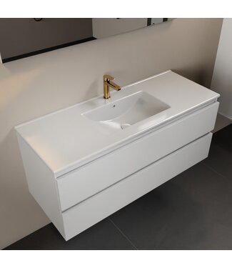 MONDIAZ Mondiaz Badkamermeubel 120cm met wastafel Midden AIVY Talc Mat Wit / Wit kraangat 1