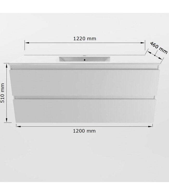 MONDIAZ Mondiaz Badkamermeubel 120cm met wastafel Midden AIVY Talc Mat Wit / Wit kraangat 1