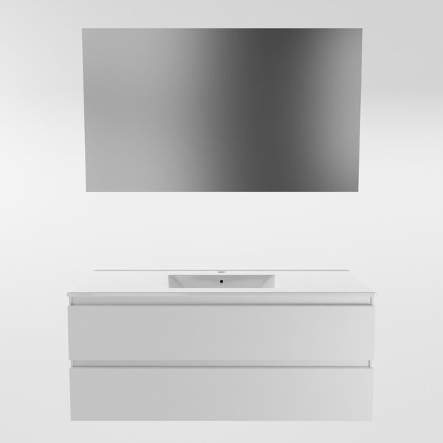 Mondiaz Badkamermeubel 120cm met wastafel Midden AIVY Talc Mat Wit / Wit kraangat 1