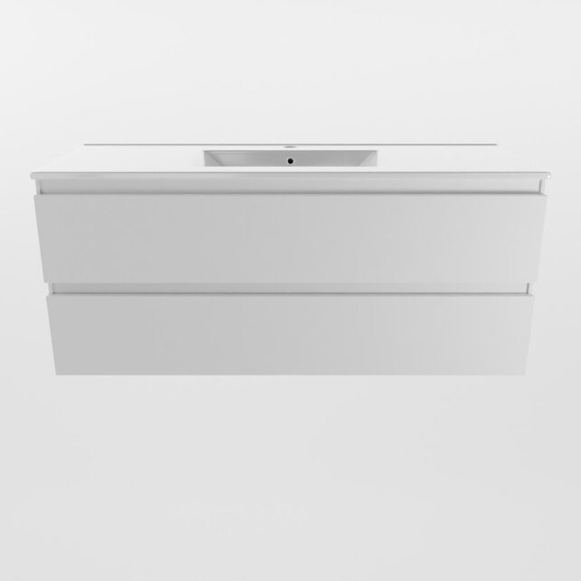 Mondiaz Badkamermeubel 120cm met wastafel Midden AIVY Talc Mat Wit / Wit kraangat 1